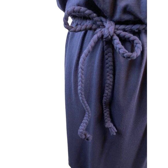 Small Tall Old Navy Navy Blue Knit Embroidered V-Neck Boho Dress - Picture 5 of 16